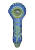 Milkyway x Koala Puffs Space Puffs Cadet Toni Sandblasted Glass Spoon Pipe | Light Blue & Silver Frit | 4.5"