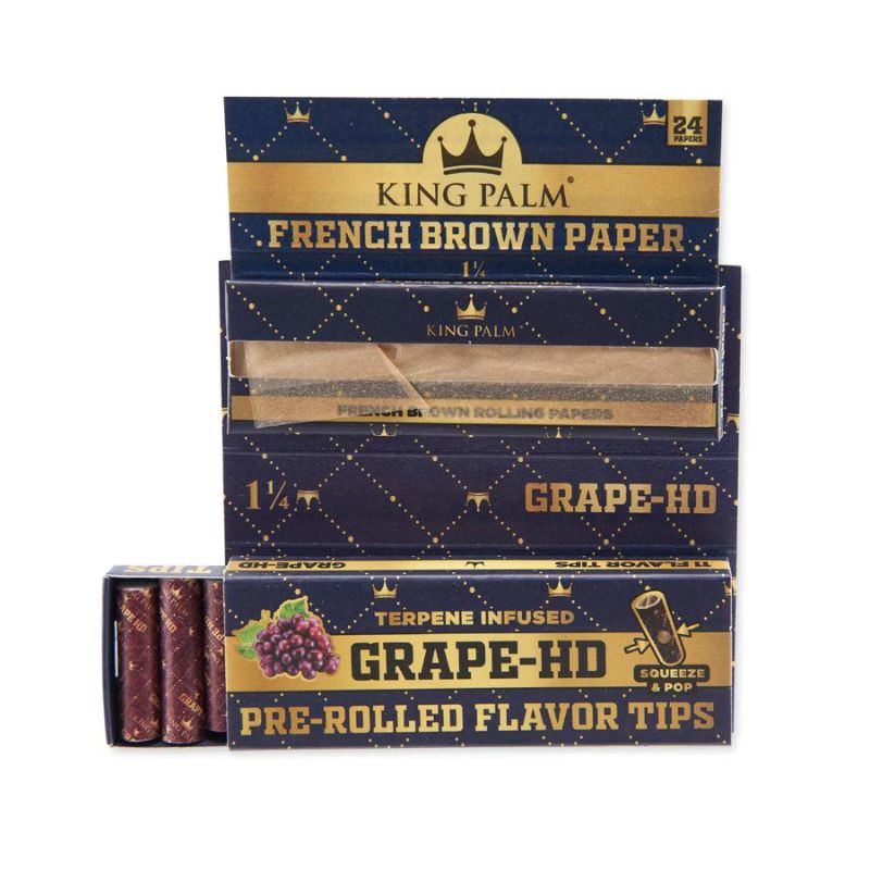 King Palm Rolling Papers 1.25 French Brown with Flavored Tips