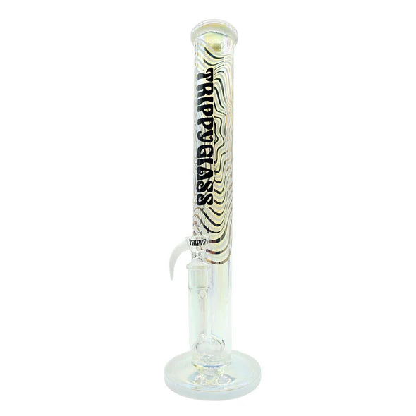 Trippy Glass Holographic Double Inline Straight Tube Bong