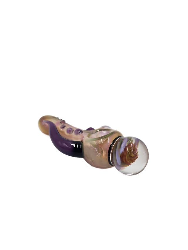 Hippo Glass - Purple Tentacle Hand Pipe