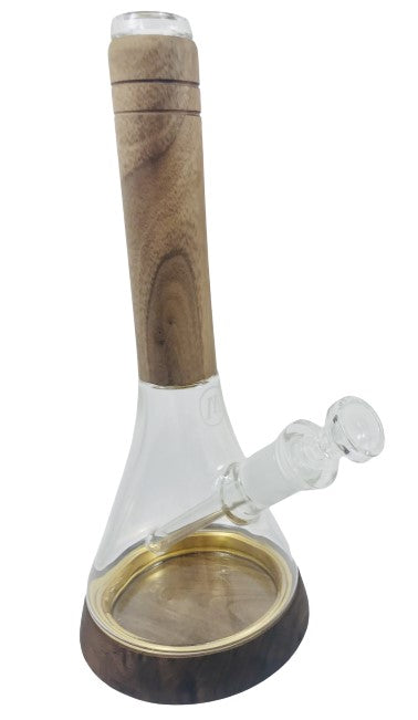 Marley Water 12" Tall Glass and Wood Beaker Bong