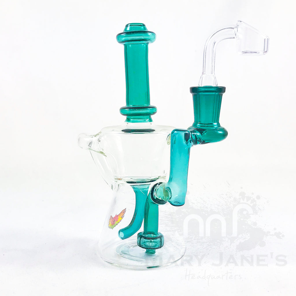 Red Eye Glass 6.5" Knight Concentrate Recycler Dab Rig - Teal