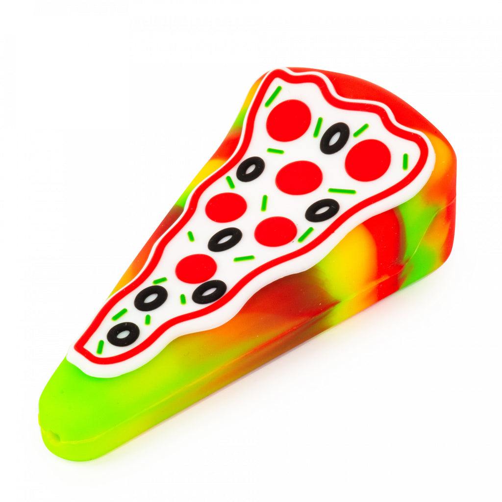 LIT Silicone 4" Pizza Hand Pipe with Glass Bowl - Rasta