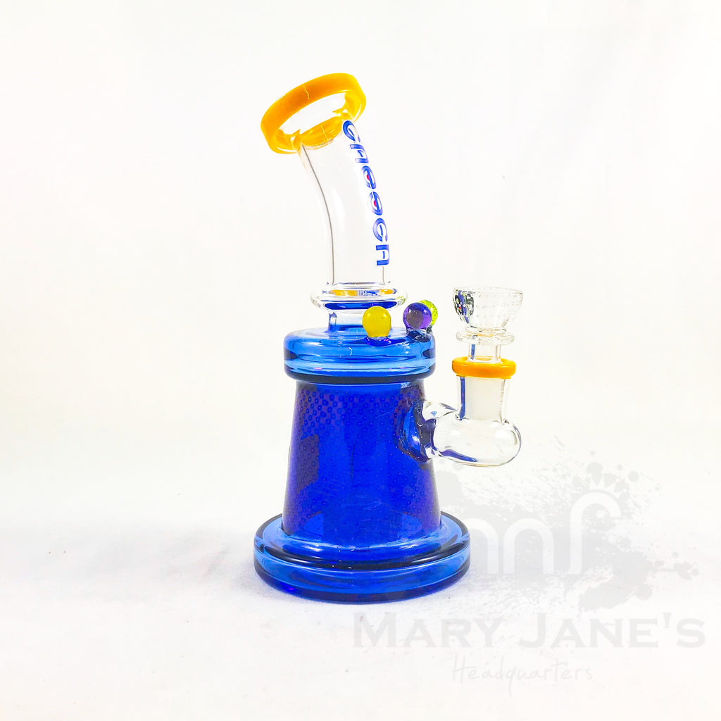 Cheech Glass 8" Tall Blue Etched Rig