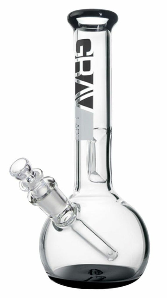 GRAV 8" Round Base Bongs with Fixed Downstem - Black Accents