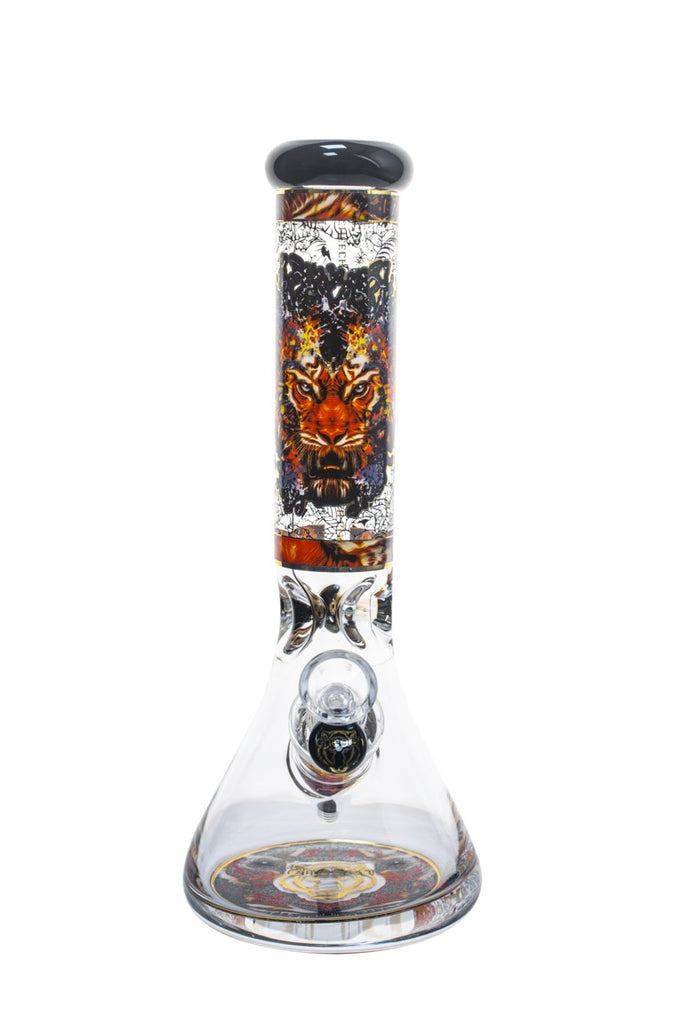 13" Tall Tiger Beaker Bong with 12mm Base by Cheech Glass