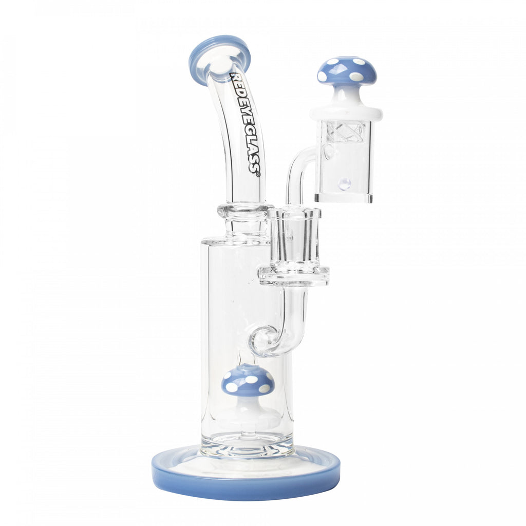 Red Eye Glass 7" Funguy Dab Rig Set - Periwinkle Blue