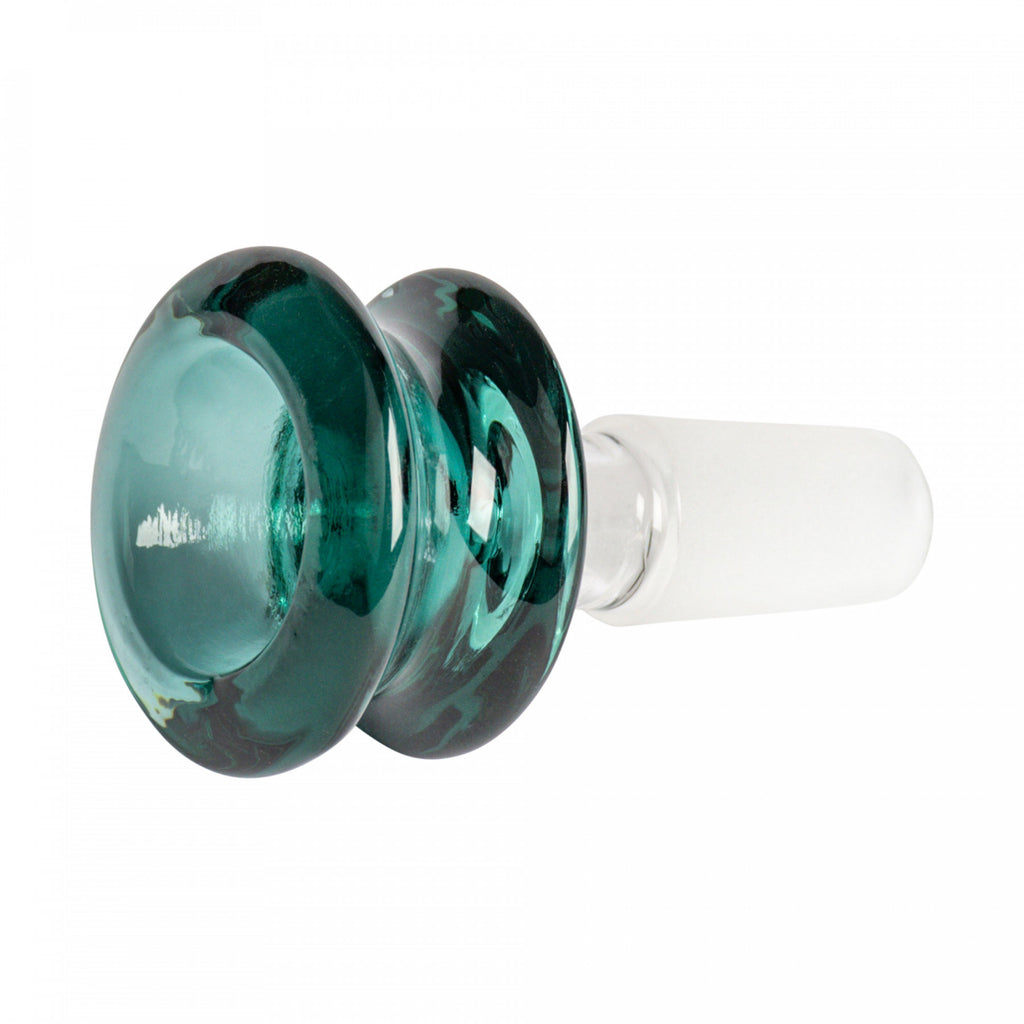 Glass Solid Colour Barrel Pull Out Bong Bowl - 14mm- Teal