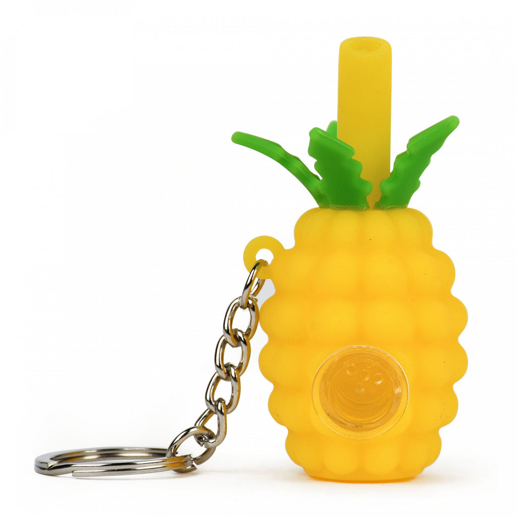 LIT™ Silicone 3" Pineapple Keychain Hand Pipe yellow