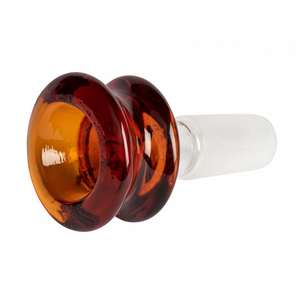 Glass Solid Colour Barrel Pull Out Bong Bowl - 14mm- Amber