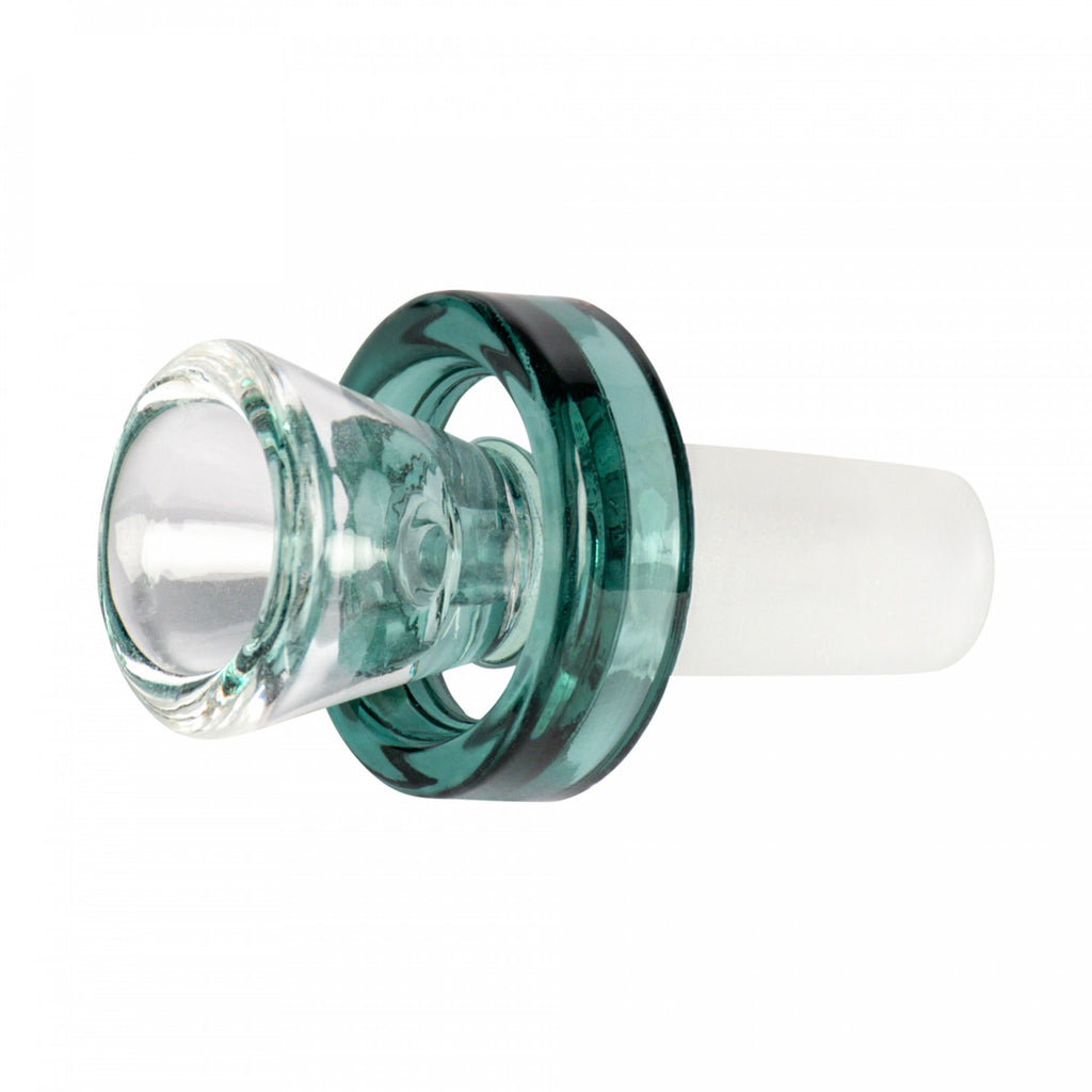 Glass Solid Colour Puck Pull Out Bong Bowl - 19mm- Teal