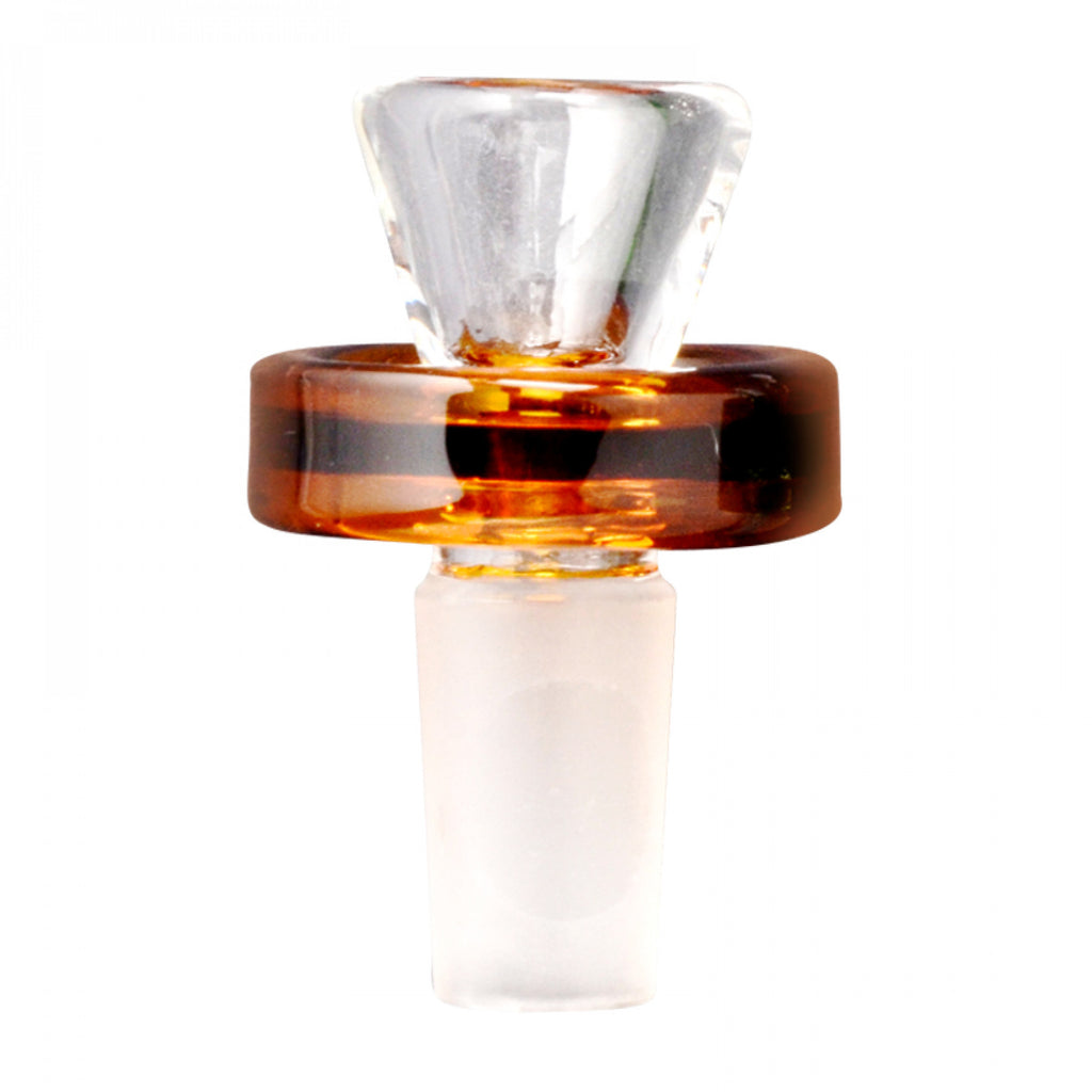 Glass Solid Colour Puck Pull Out Bong Bowl - 14mm- Amber