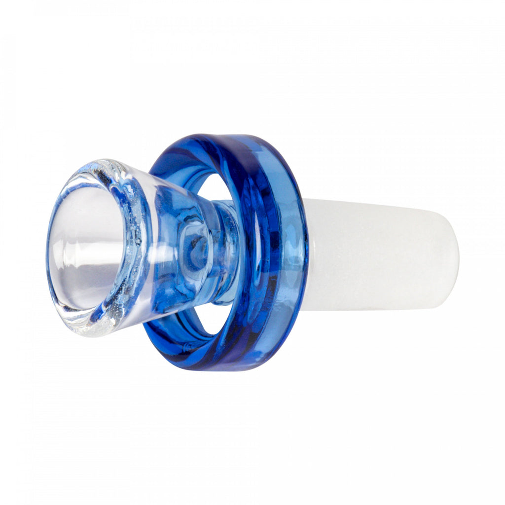 Glass Solid Colour Puck Pull Out Bong Bowl - 14mm- Blue