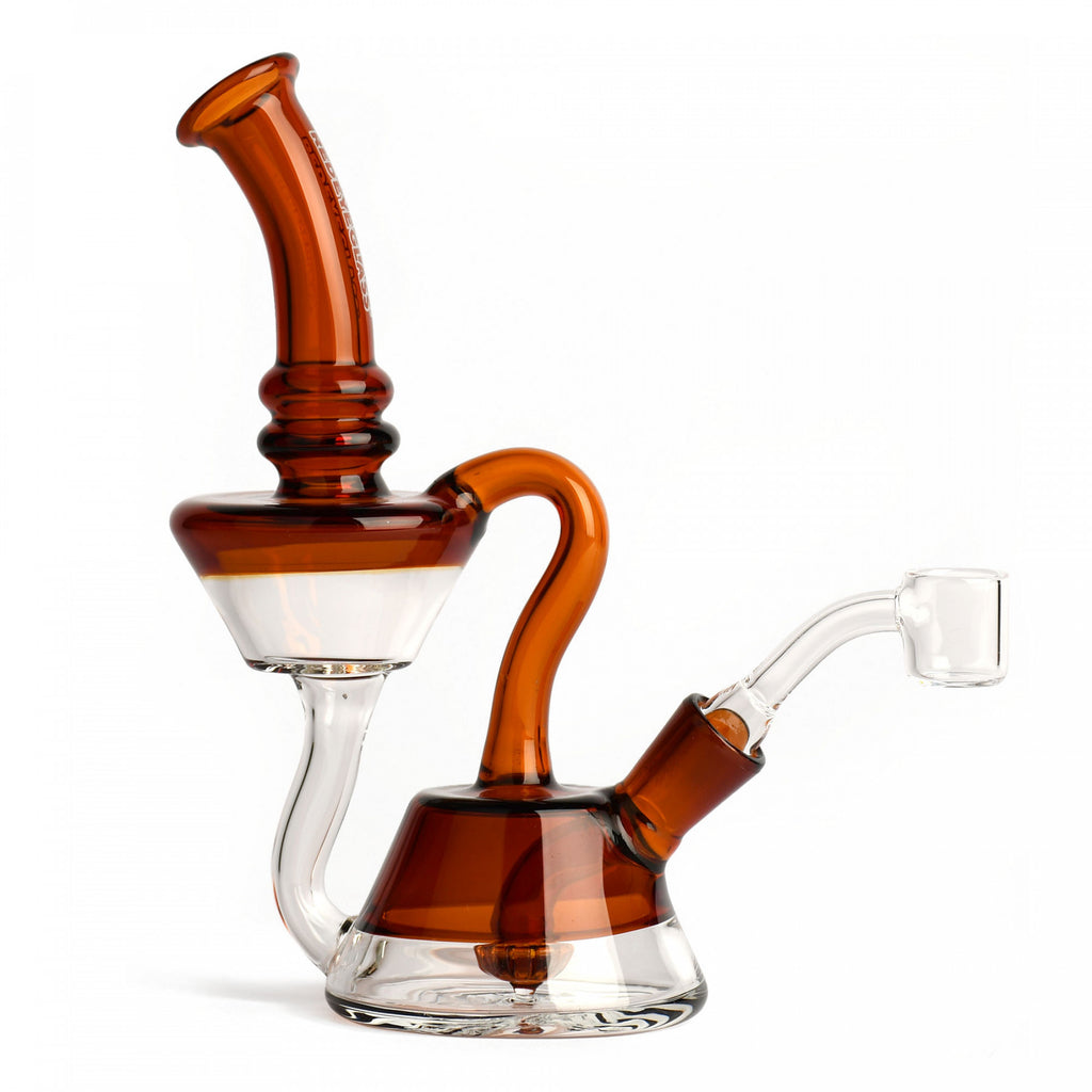 Red Eye Glass 7.5" Waterton Recycler Dab Rig - Amber