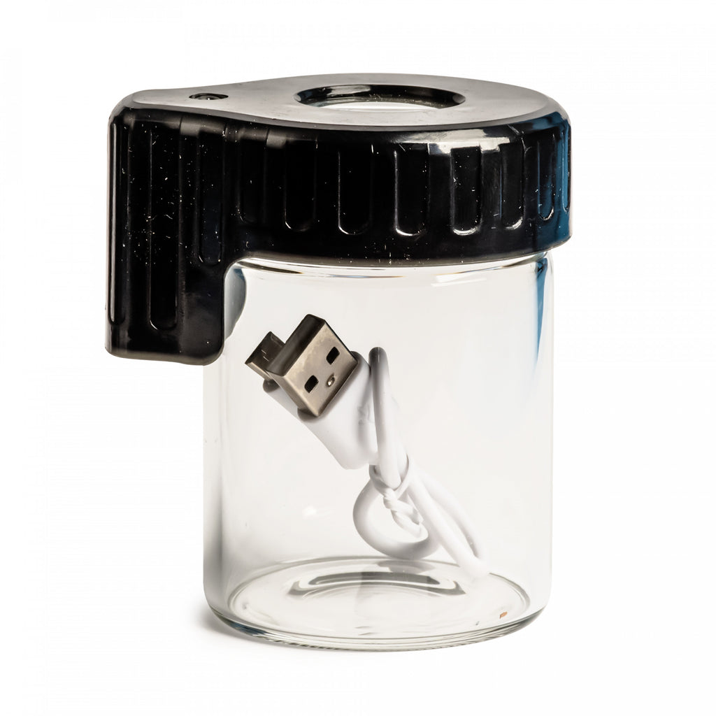 Light-Up Glass Seal Storage Jar with Magnifying Viewing - Black