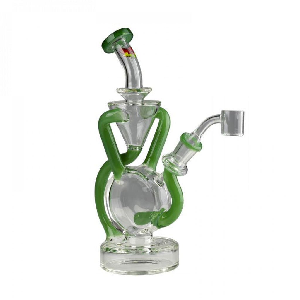 Red Eye Glass 9" Tall Cumulus Double Recycler Dab Rig