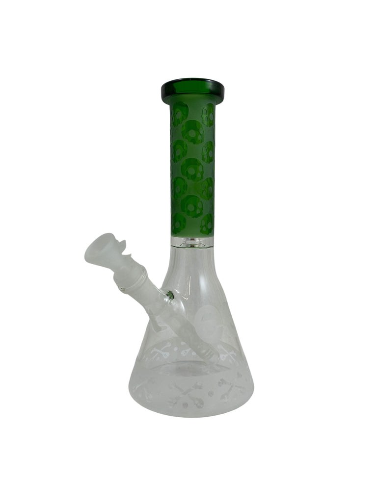 Cheech Glass 10" Tall Sandblast Beaker Bongs - Green