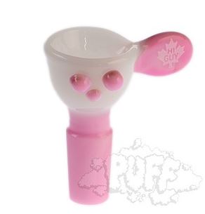 Hi Guy 14mm Funnel Bowls With Handle - White/ Milk Pink