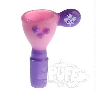 Hi Guy 14mm Funnel Bowls With Handle - Milk Pink/ Milk Purple
