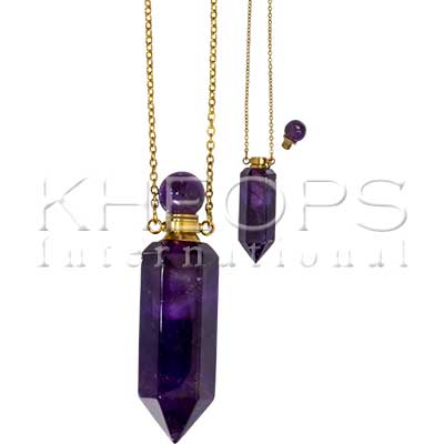 Crystal Perfume Necklace W/Golden Chain