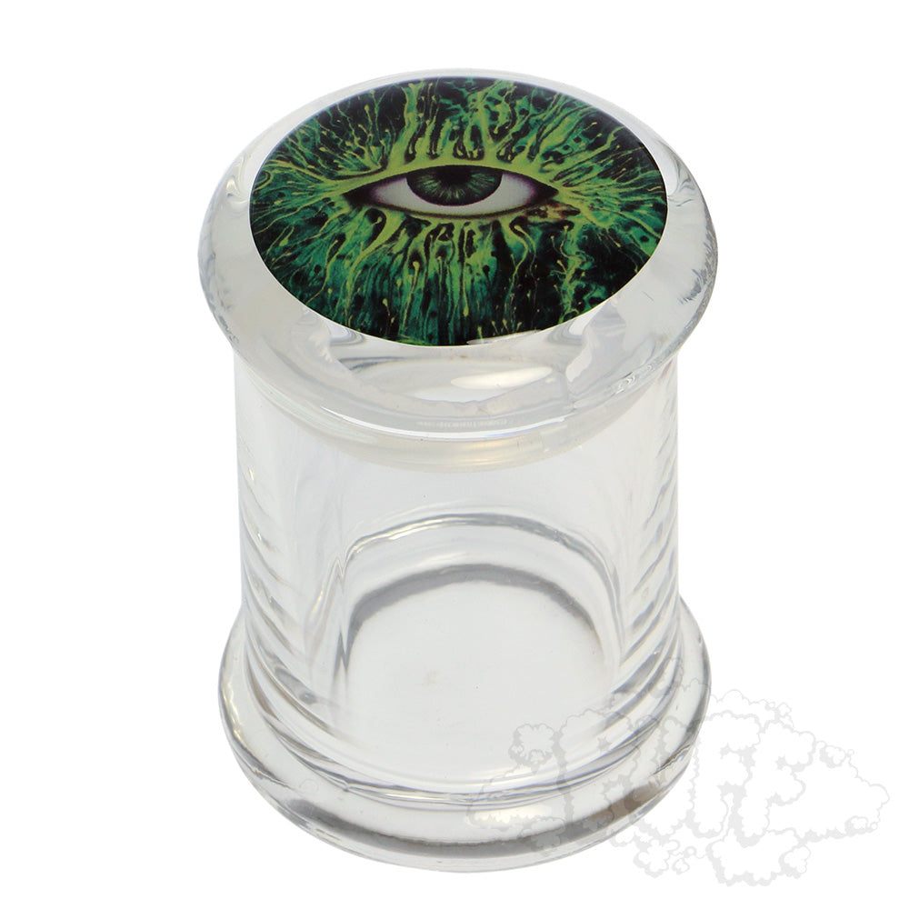 3" Glass Pop-Top Jars green eye