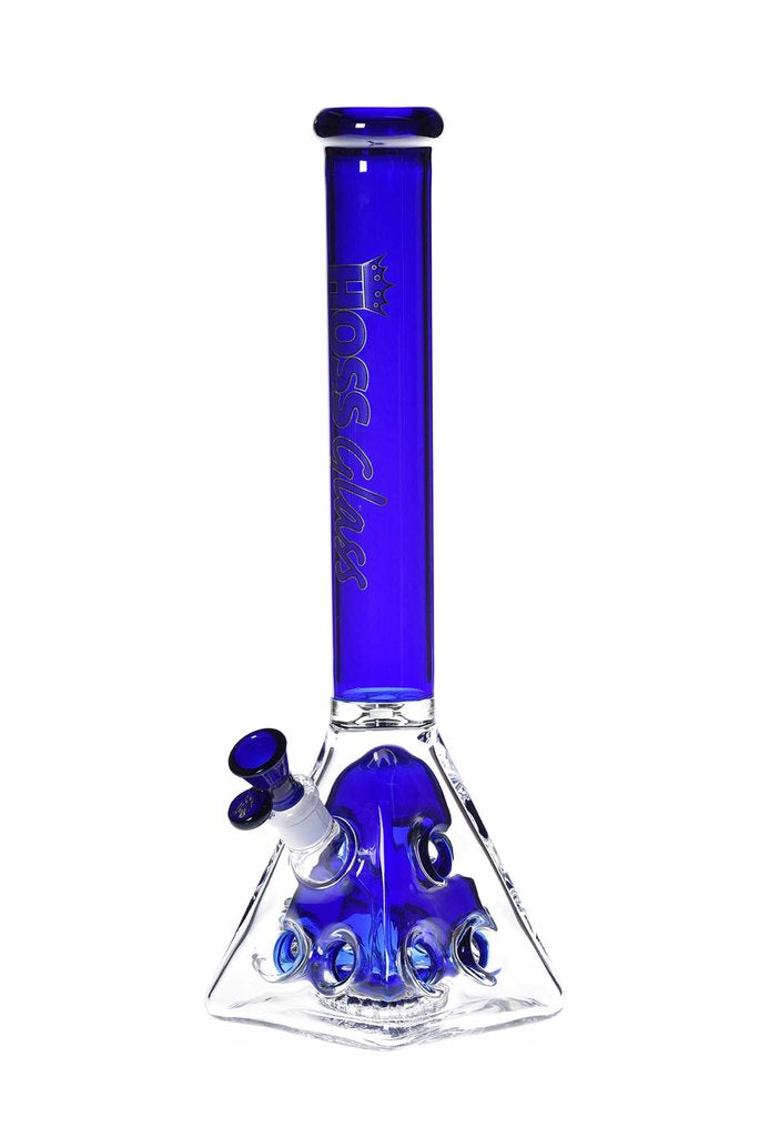 Hoss Glass 18" Holey Pyramid Beaker Bong - Blue