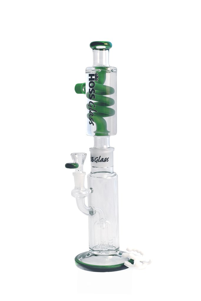 Hoss Glass Build-a-Bong Multi Arm Base with Small Coil Top - Milk Green