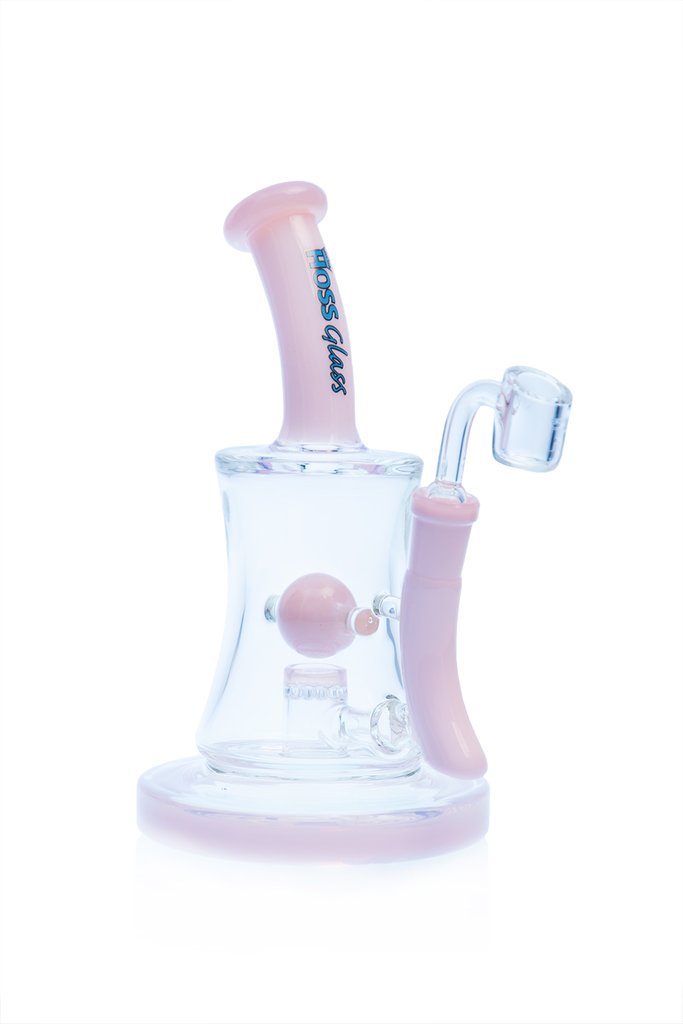 Hoss Hourglass Marble 10.5" Dab Rig - Milk Pink