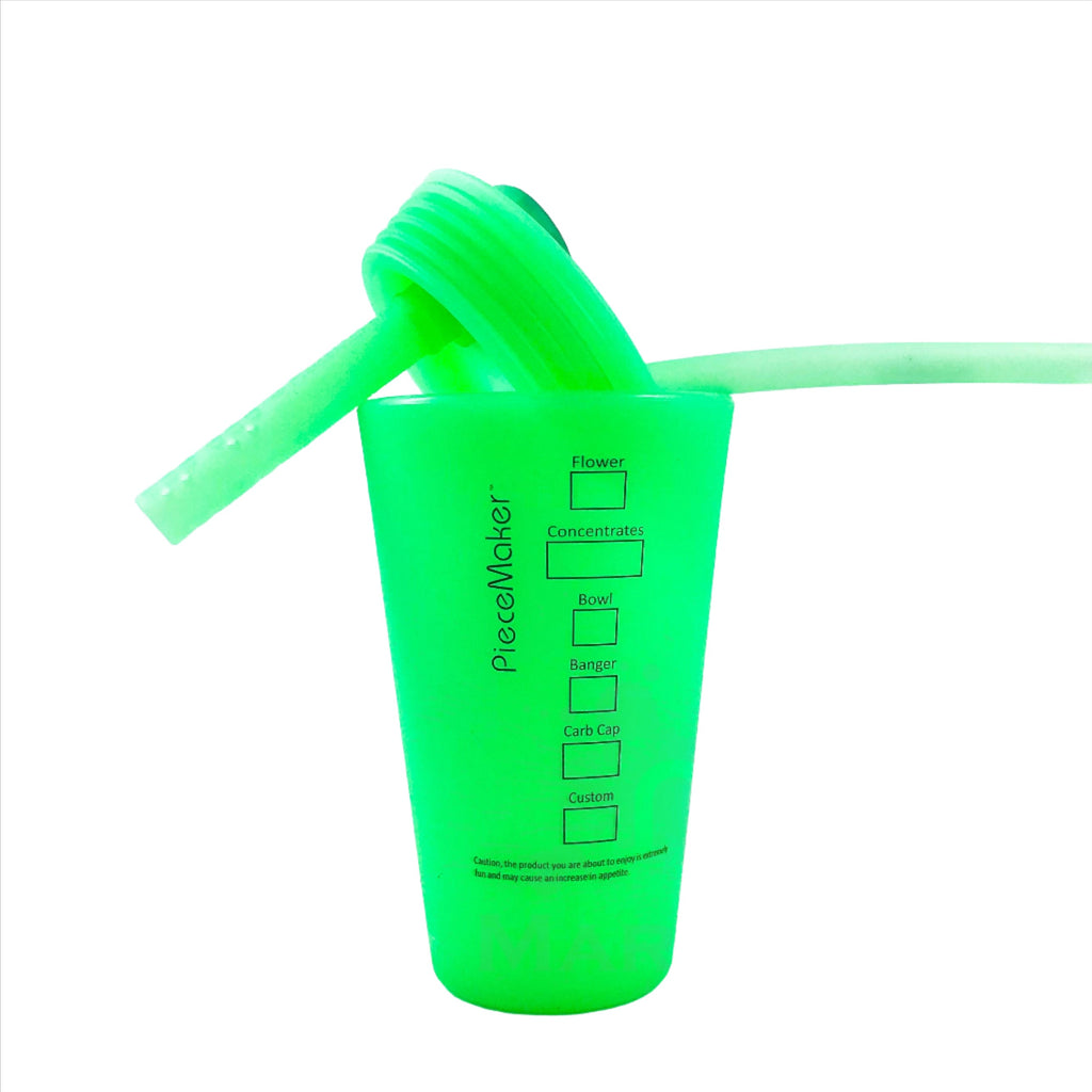 Piece Maker - Kommuter with Silipint - Silicone Drink Cup Topper w/ Cup - glow-in-the-dark-Green