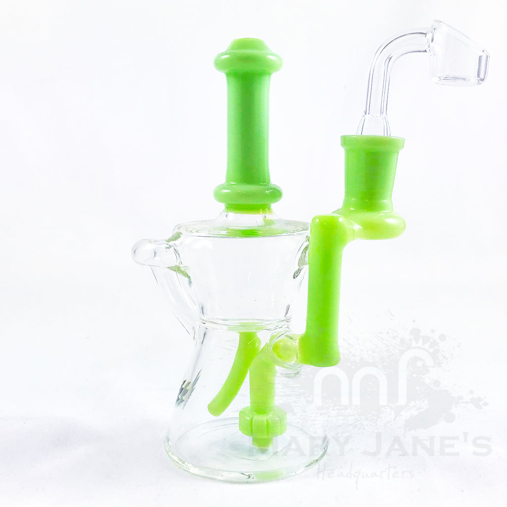 Red Eye Glass 6.5" Knight Concentrate Recycler Dab Rig - opal green
