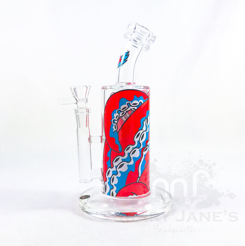 Red Eye Glass 10" Bubbler Dab Rig w/ Full Wrap Decal - tentacle