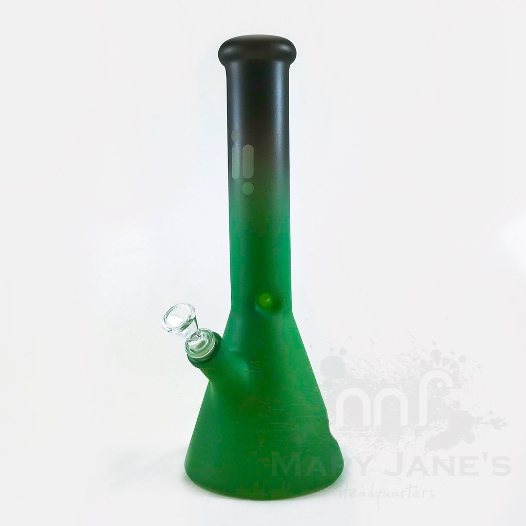 Infyniti 14" 9mm Thick Two-Tone Frosted Beaker Bong with Ice Pinch - Green