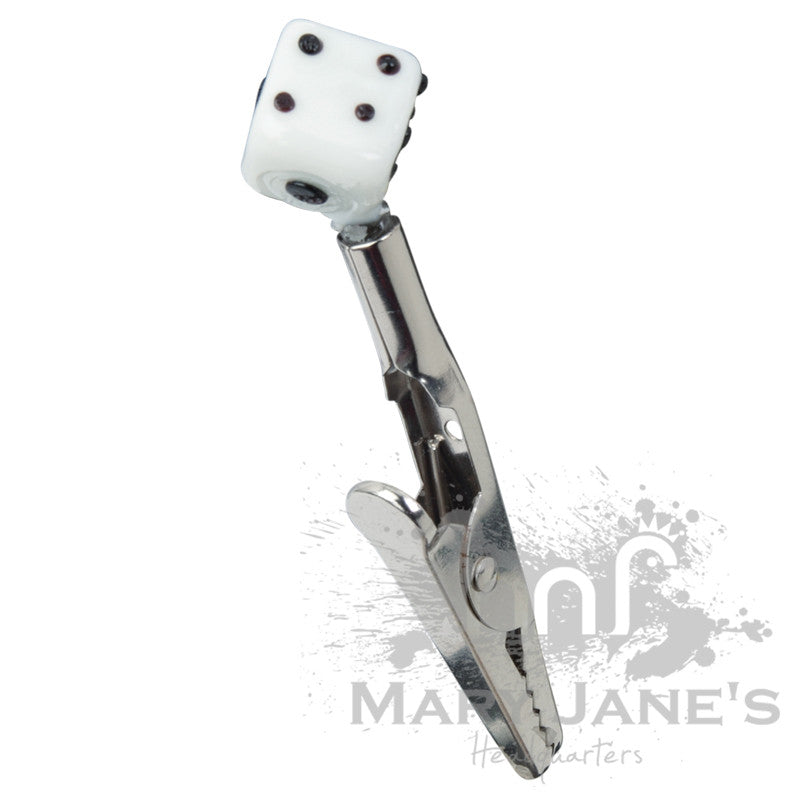Glass Dice Roach Clip - Mary Jane's Headquarters