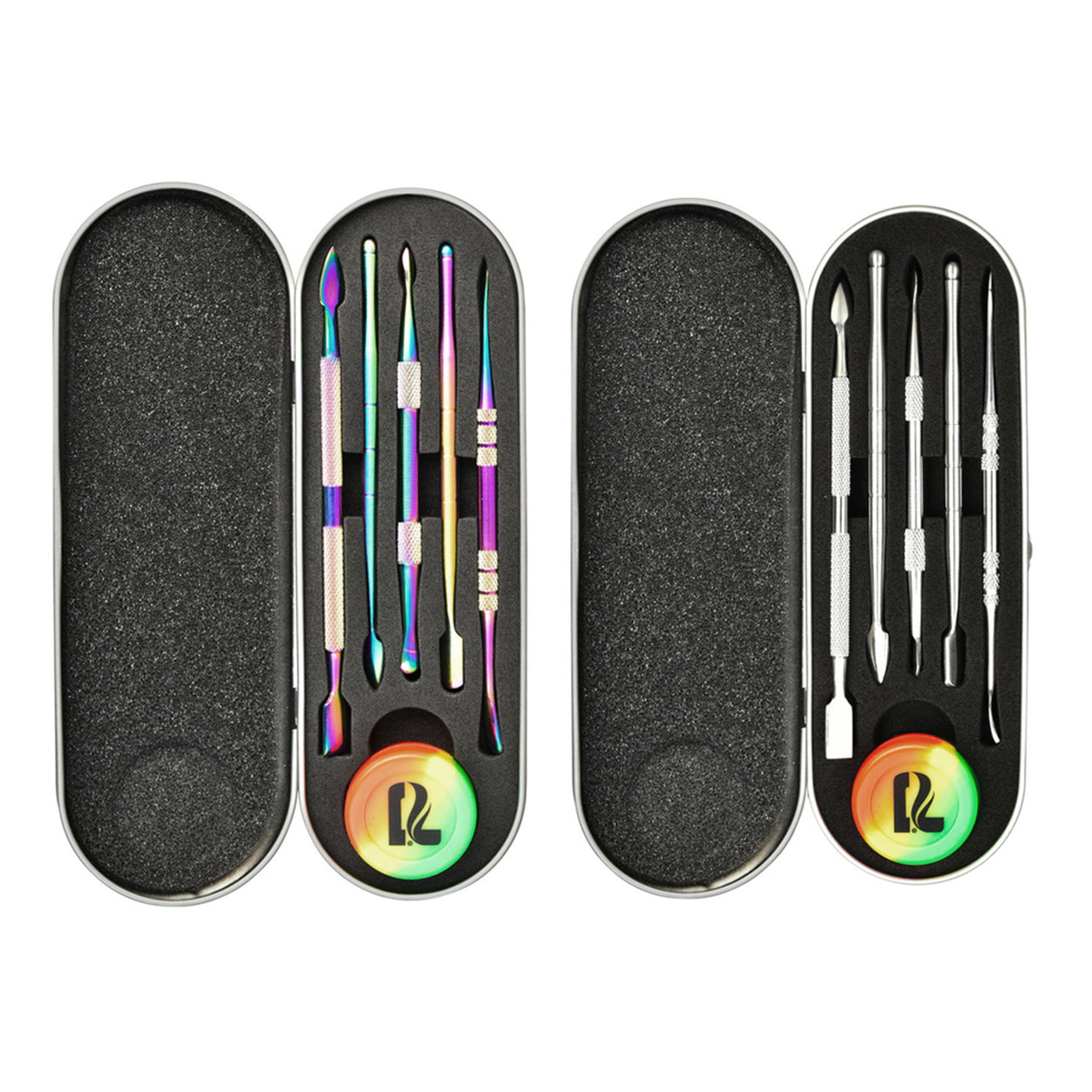 Rainbow Stainless Steel Dab Tool Kit with Silicone Jar