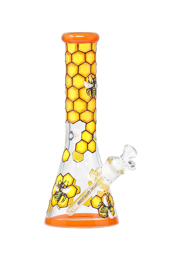  Honey Bee Beaker Bong - 12.5 inch 3D-Wrap