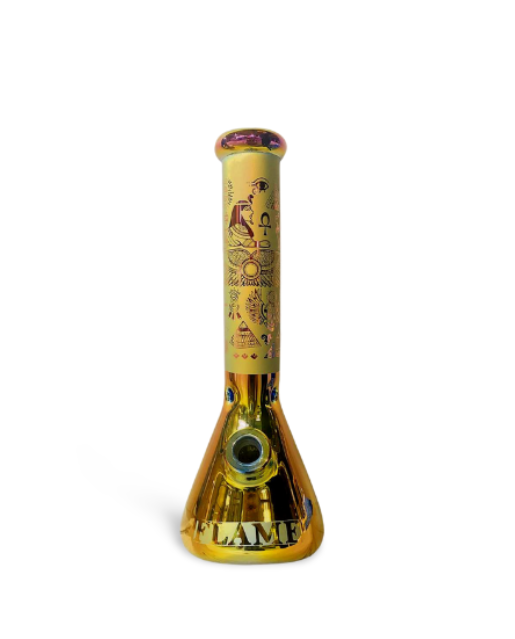 Flame Premium 14" Tall Gold Egyptian Beaker Bong