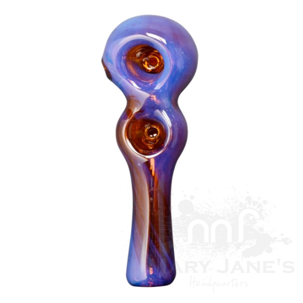 Red Eye Glass 4.5" Long Twice Baked Hand Pipe-Amber