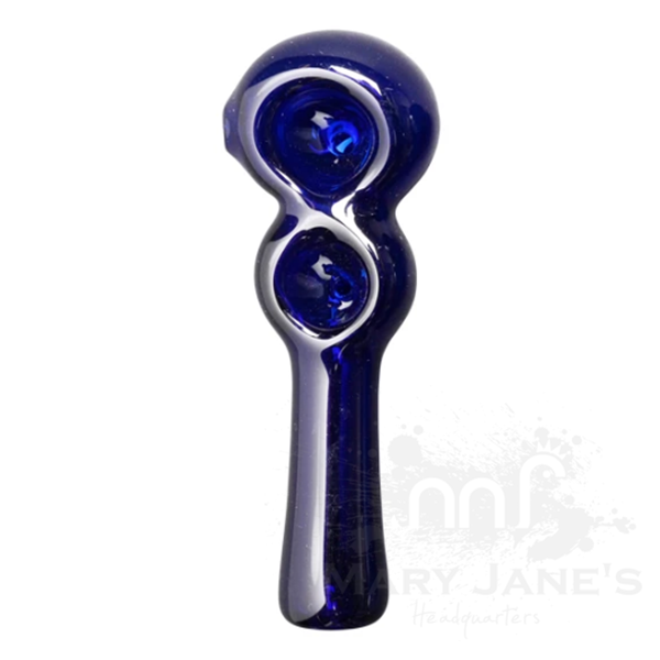 Red Eye Glass 4.5" Long Twice Baked Hand Pipe-Blue