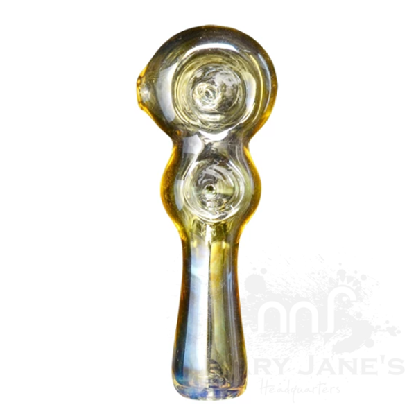 Red Eye Glass 4.5" Long Twice Baked Hand Pipe-Colour Changing