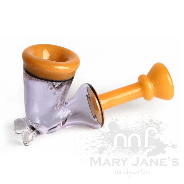 Red Eye Glass 4.5" Long Calabash Handpipe-Purple and Yellow