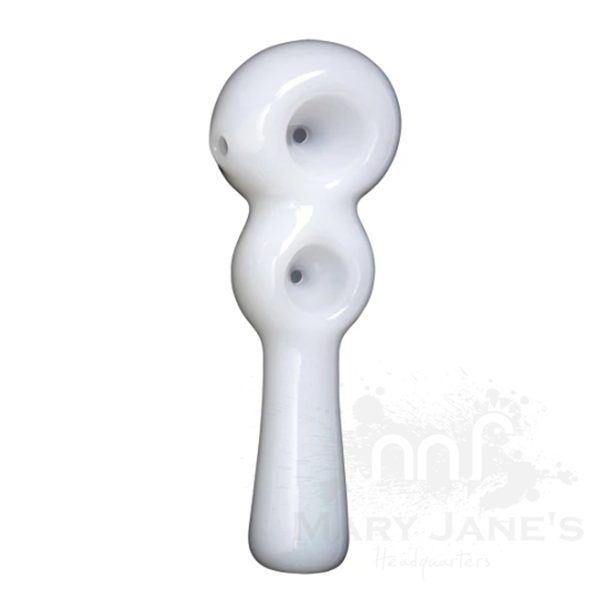 Red Eye Glass 4.5" Long Twice Baked Hand Pipe-White