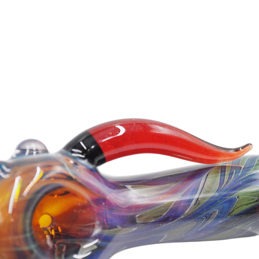 Hippo Glass - Red Tentacle Hand Pipe