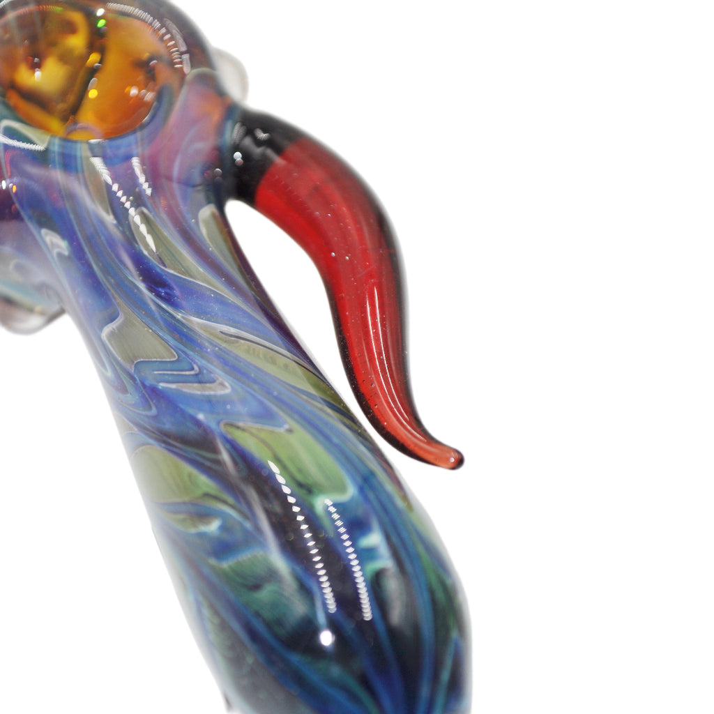 Hippo Glass - Red Tentacle Hand Pipe
