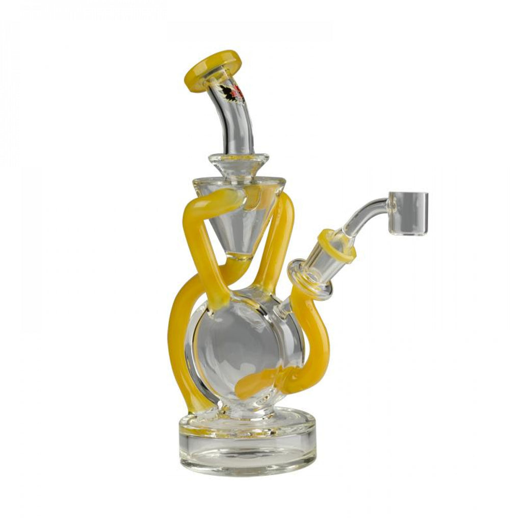 Red Eye Glass 9" Tall Cumulus Double Recycler Dab Rig