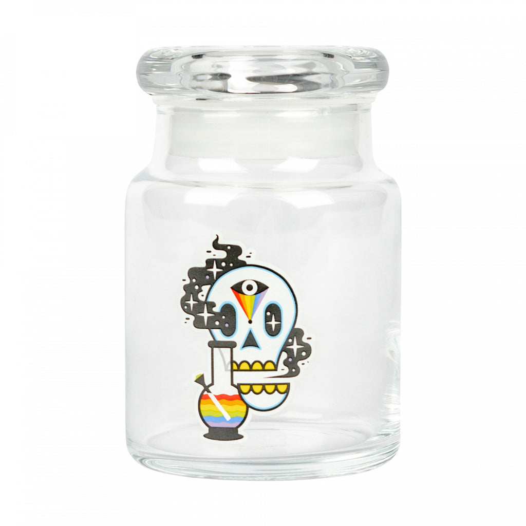 420 Science Clear Glass Pop-Top Cosmic Skull Jar