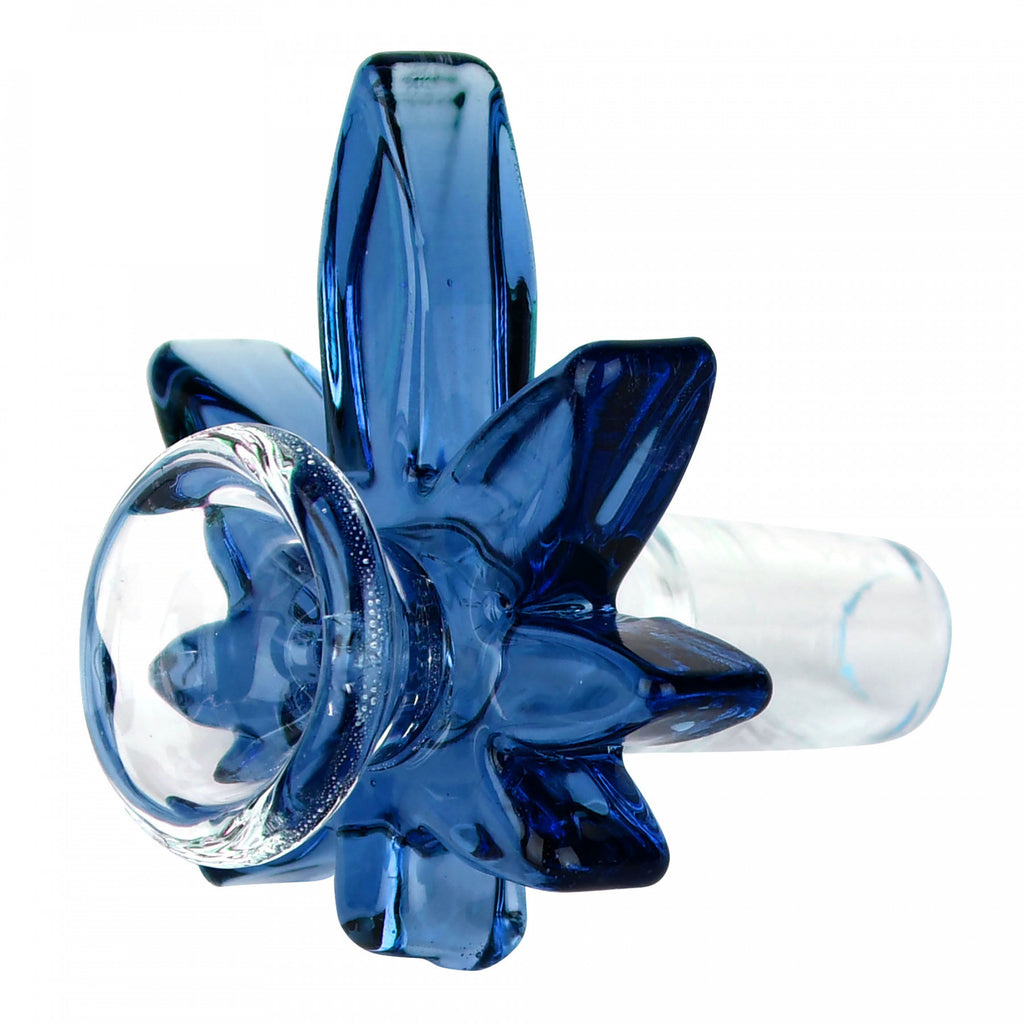 Red Eye Glass 14mm Big Leaf Pull-Out Bong Bowl blue