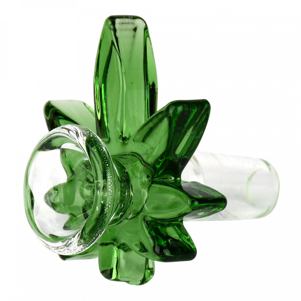 Red Eye Glass 14mm Big Leaf Pull-Out Bong Bowl green
