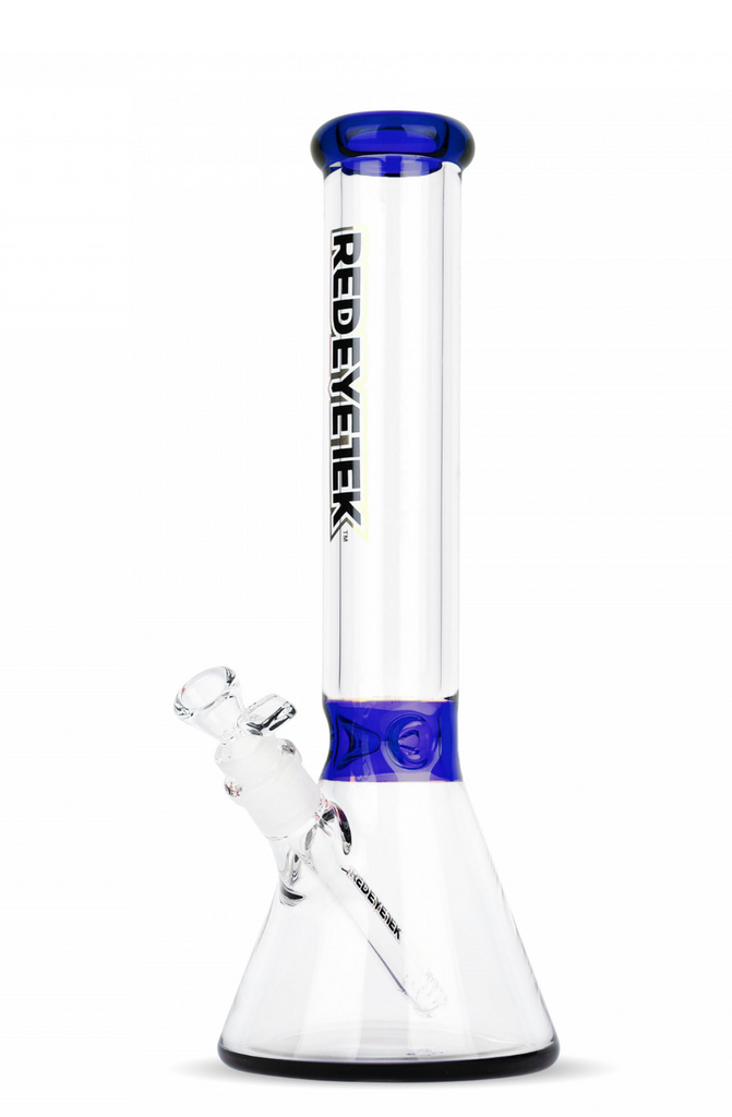 Tall Accent Beaker bong Tube Blue with Extra Thick Base Red Eye Tek 14"
