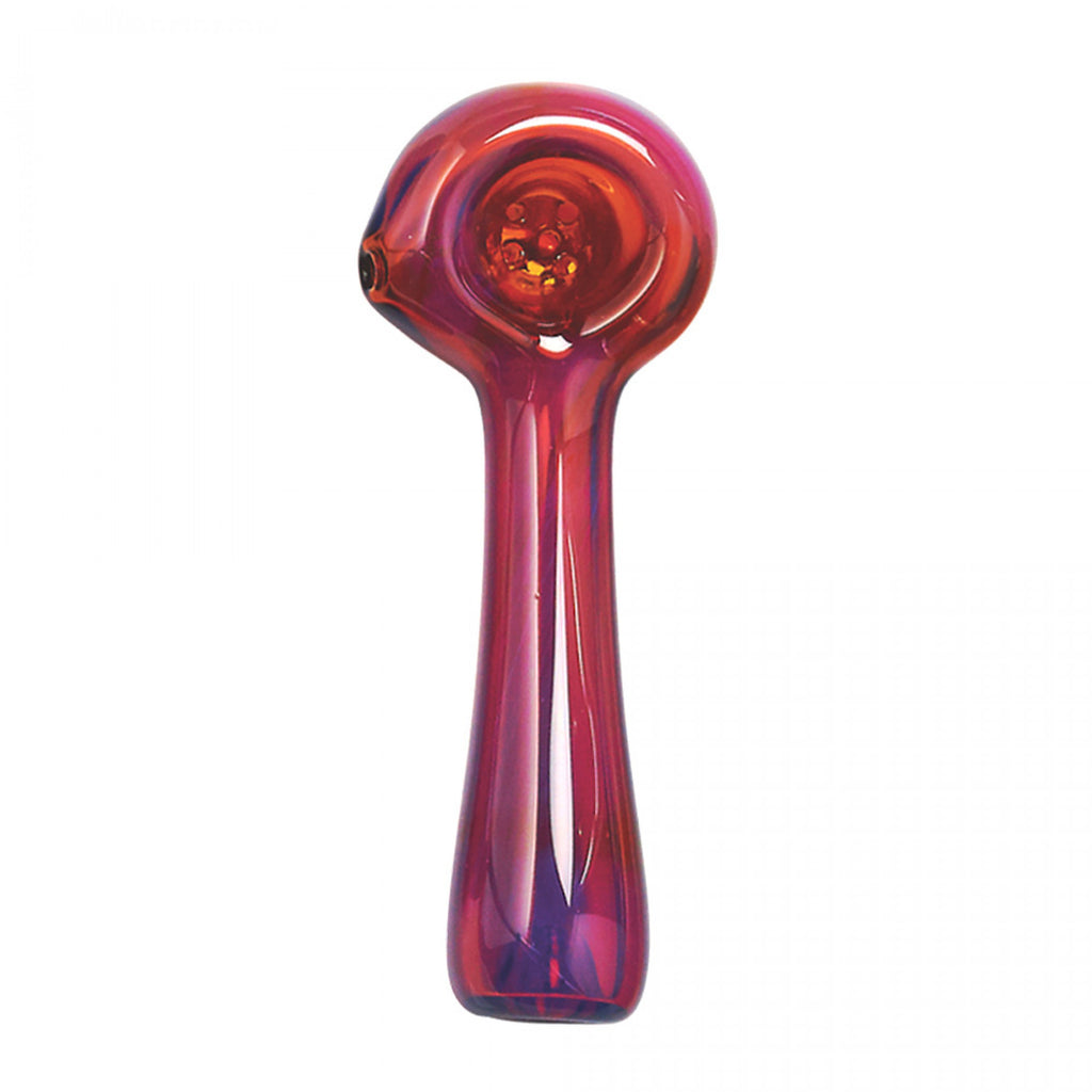 Red Eye Glass Solid Colour Glass Hand Pipe w/ Built-In Ashcatcher & Screen - Mary Jane's Headquarters