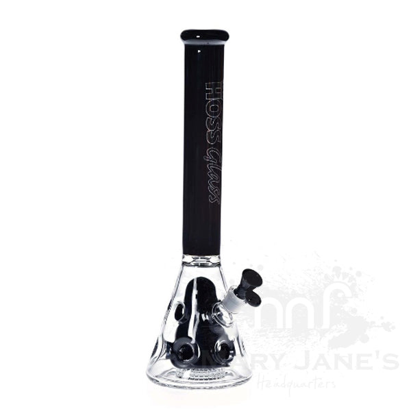 Hoss Glass 18" Holey Beaker Bong with Colored Top and Inner Section - Black